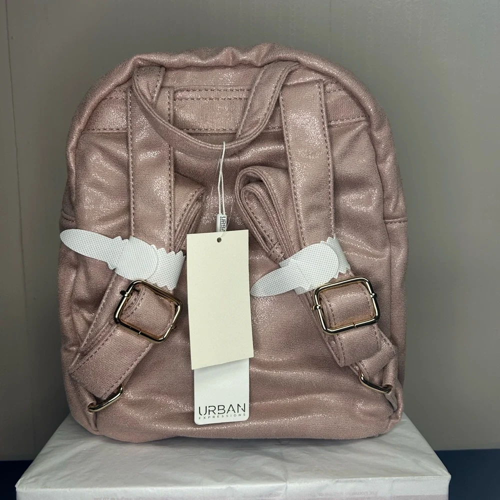 Urban Expressions Metalic Blush Sherpa Backpack and pouch set